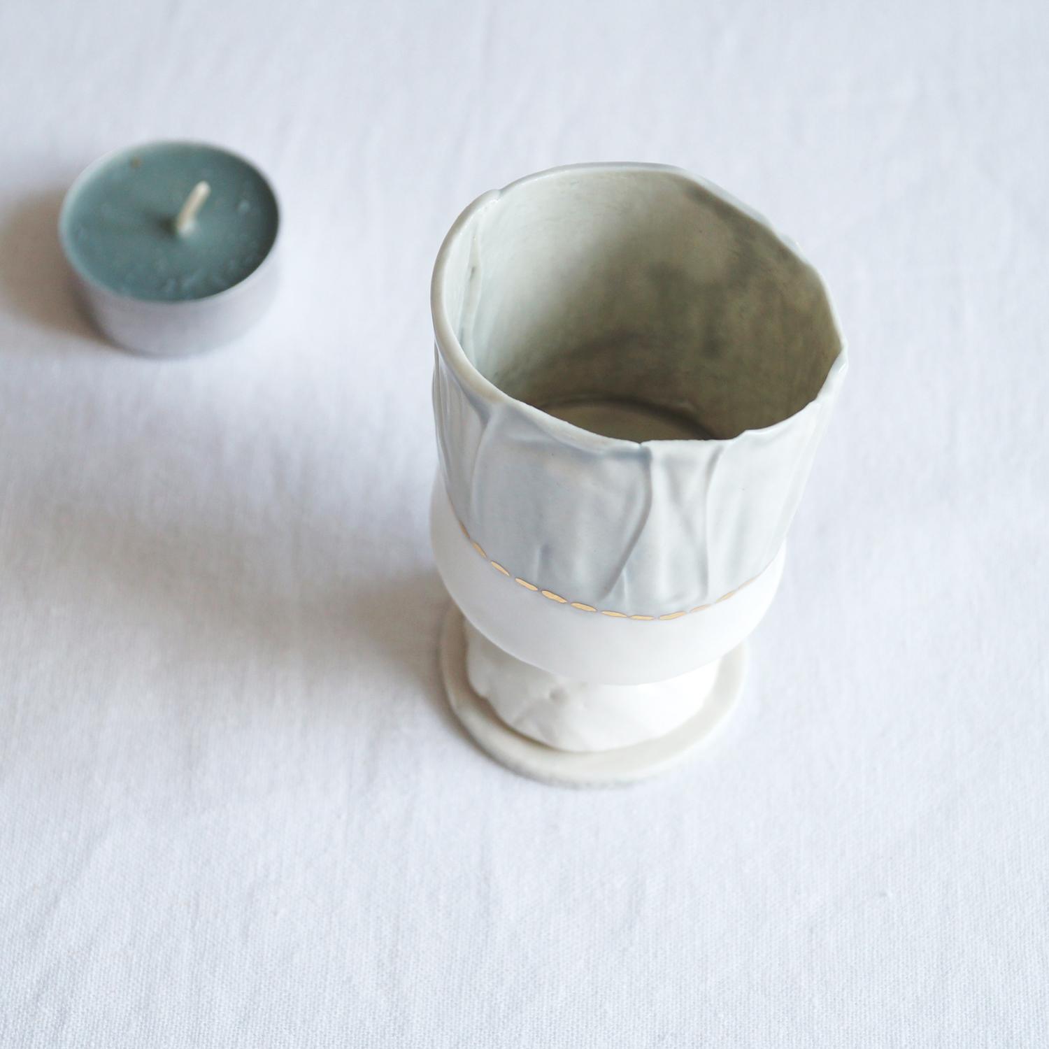tealight holder, white porcelain, stemmed tea light holder, pottery 9th anniversary, china 2nd 20th anniversary, porcelain 18