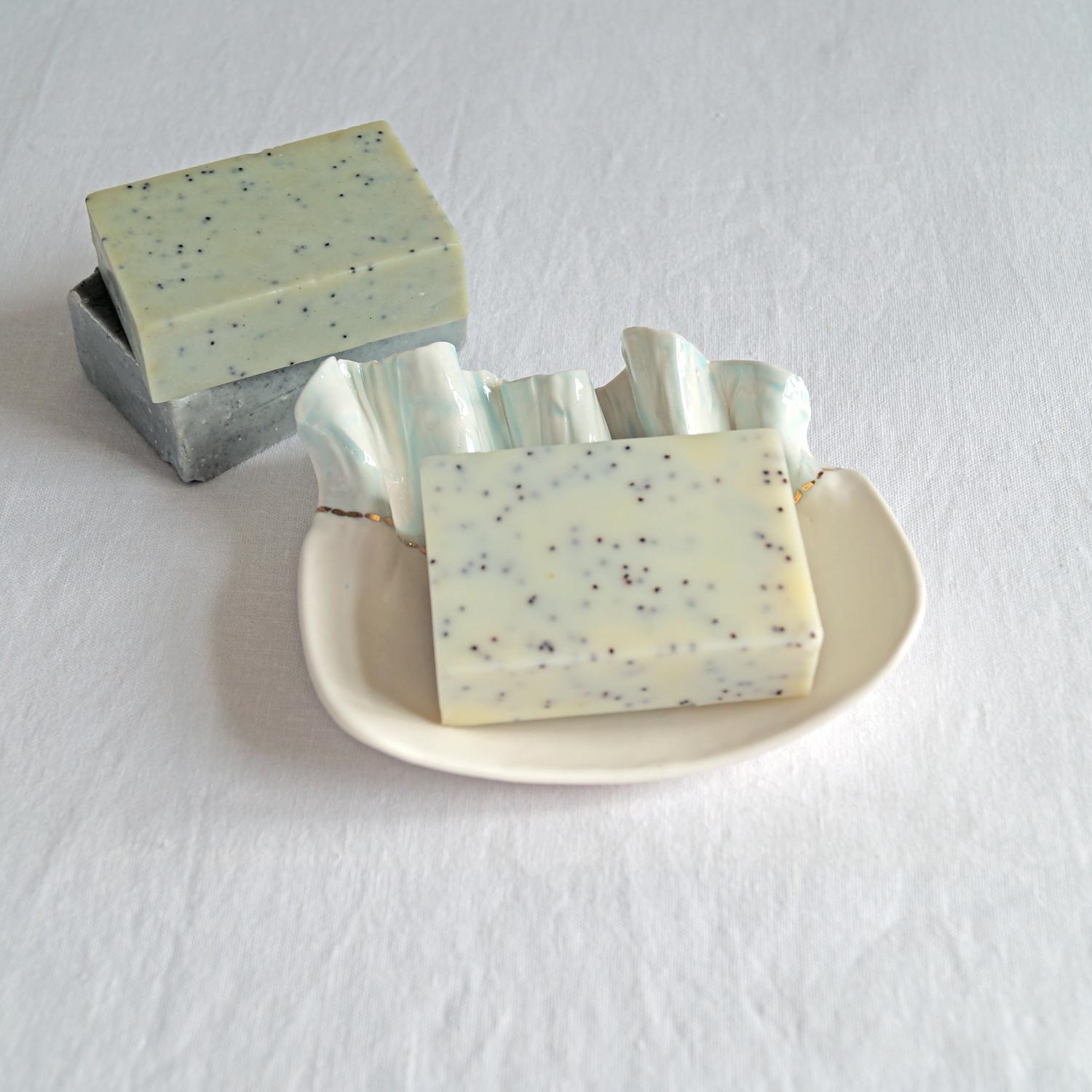RUCHED No5, white porcelain, rectangular bowl, porcelain bowl, art bowl, ceramic bowl, blue, white, gold lustre, VanillaKiln,