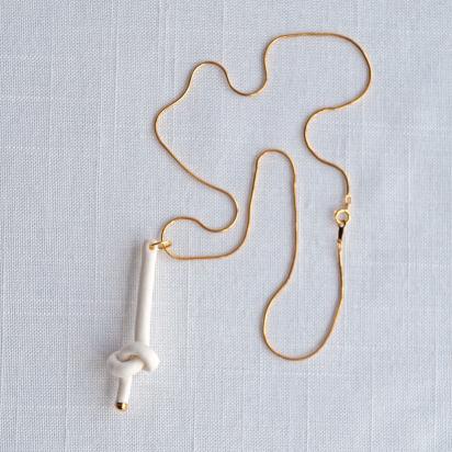 Love KNOT necklace, porcelain knot necklace, love knot, white porcelain necklace, gold heart necklace, 24 k gold lustre, whit